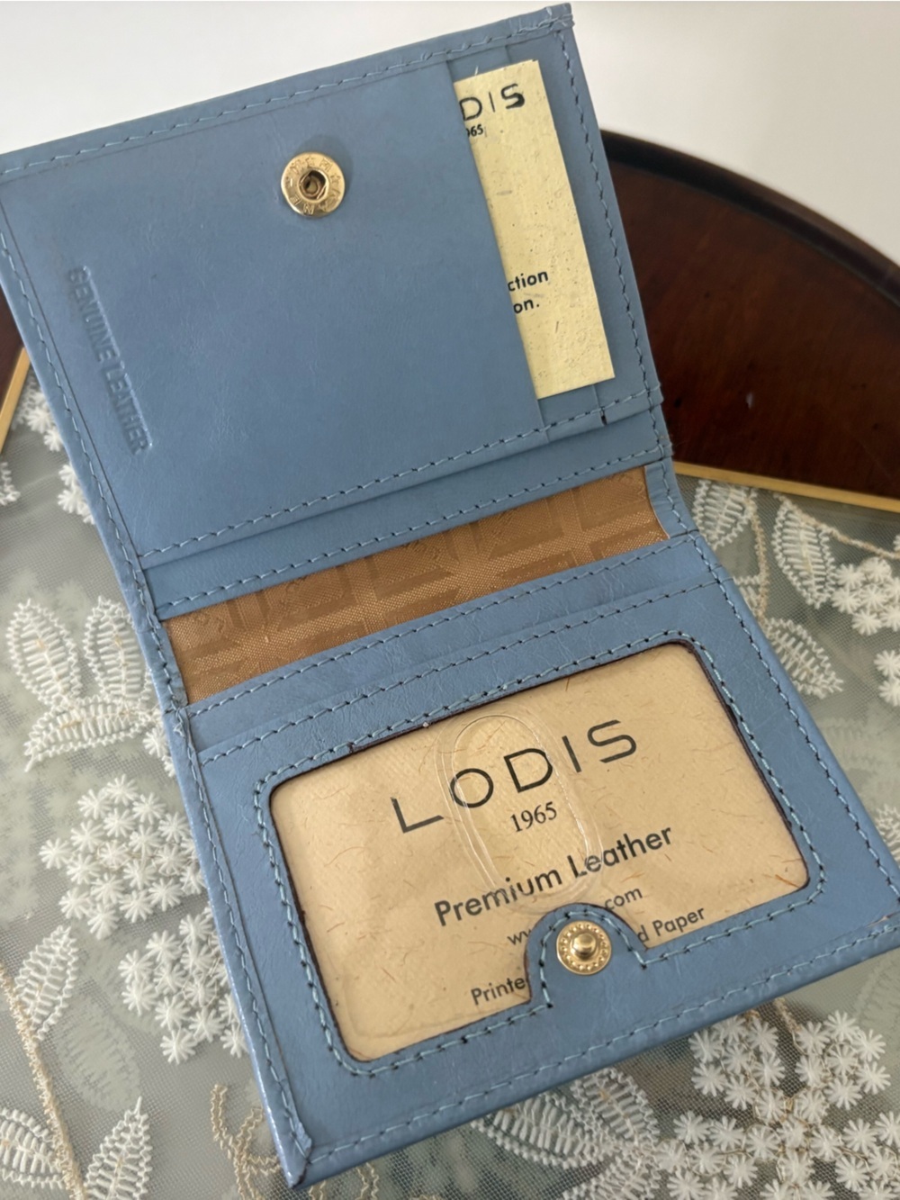 Lodis Genuine Leather Compact Bifold Wallet - Periwinkle / Slate Blue - Picture 8 of 10